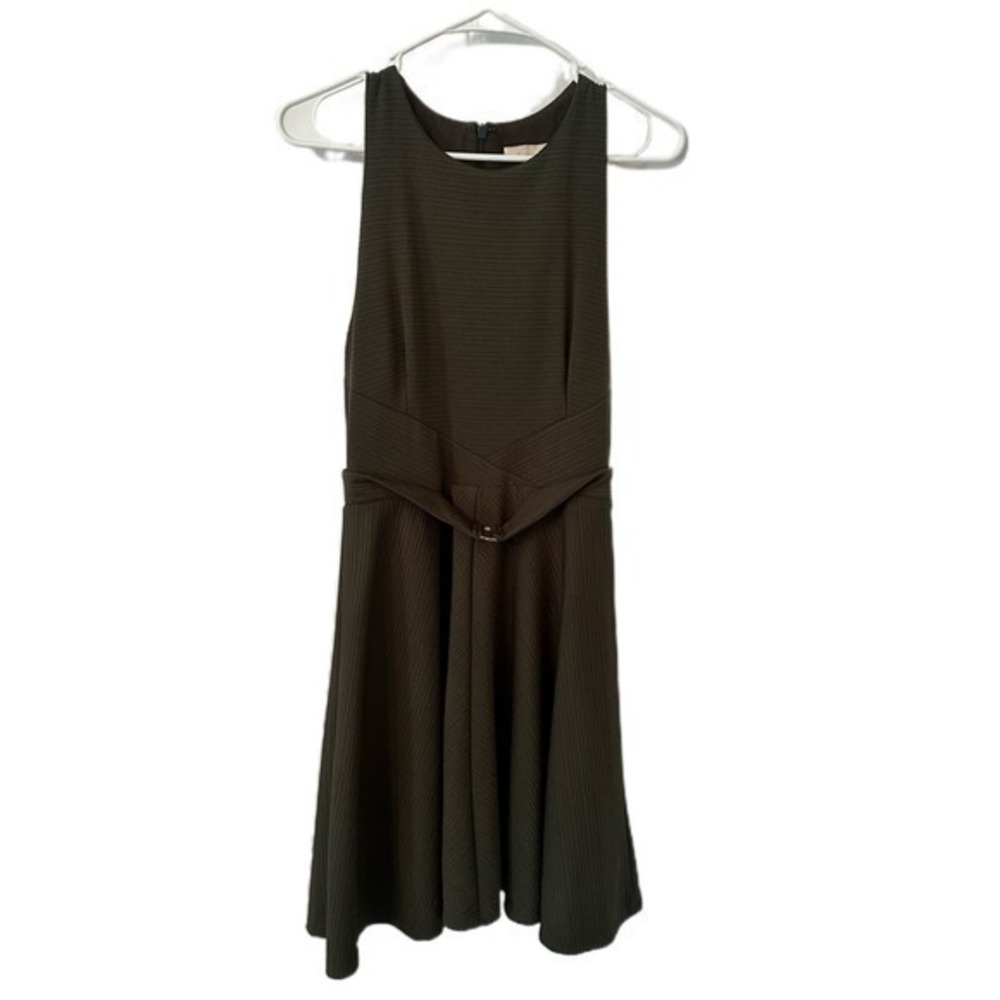 Hutch Sleeveless Fit & Flare Belted‎ Dress in Olive Green Size Medium